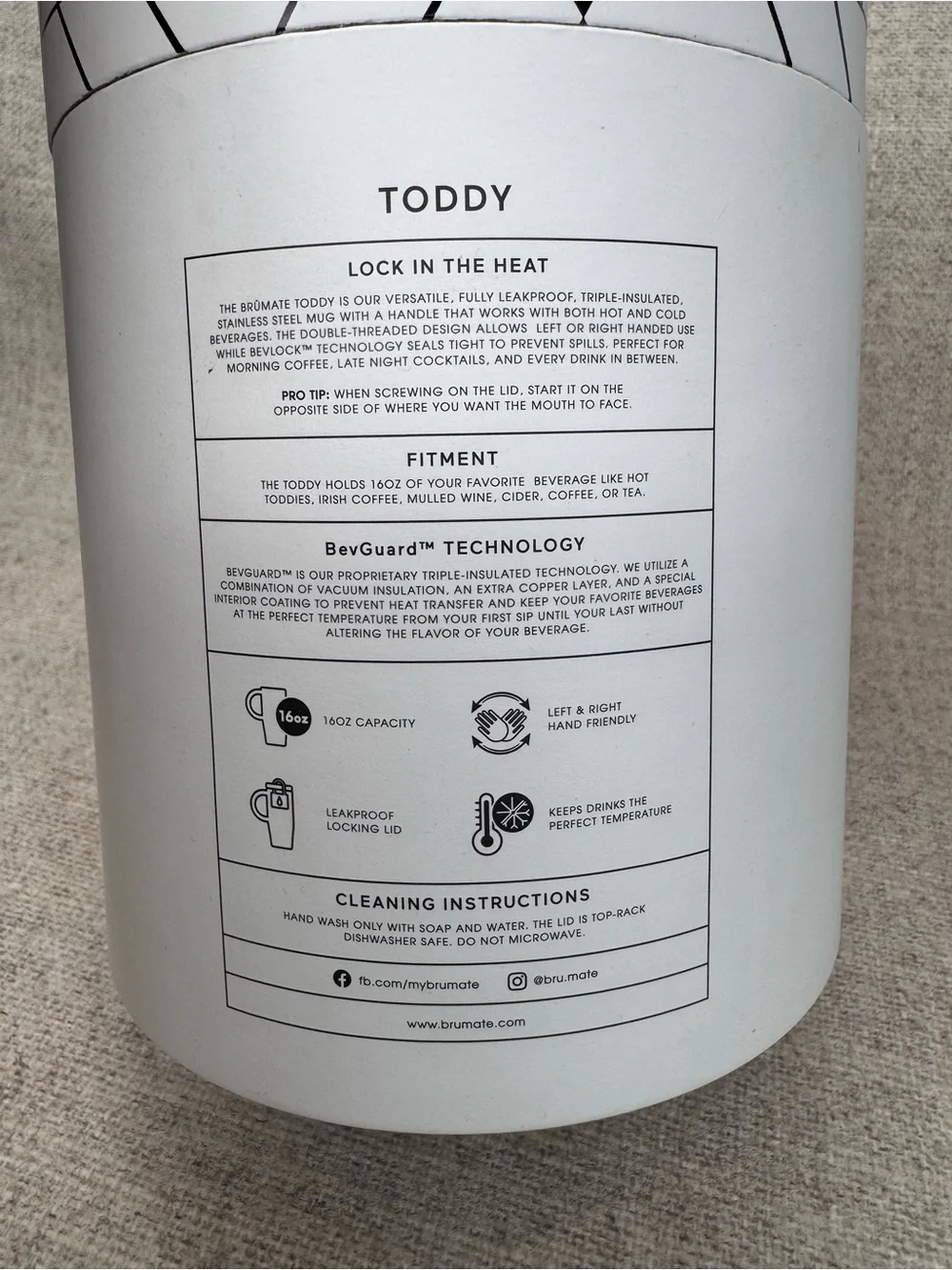 New Brumate Toddy Coffee Mug 16 oz insulated coffee cup leakproof lid wood grain